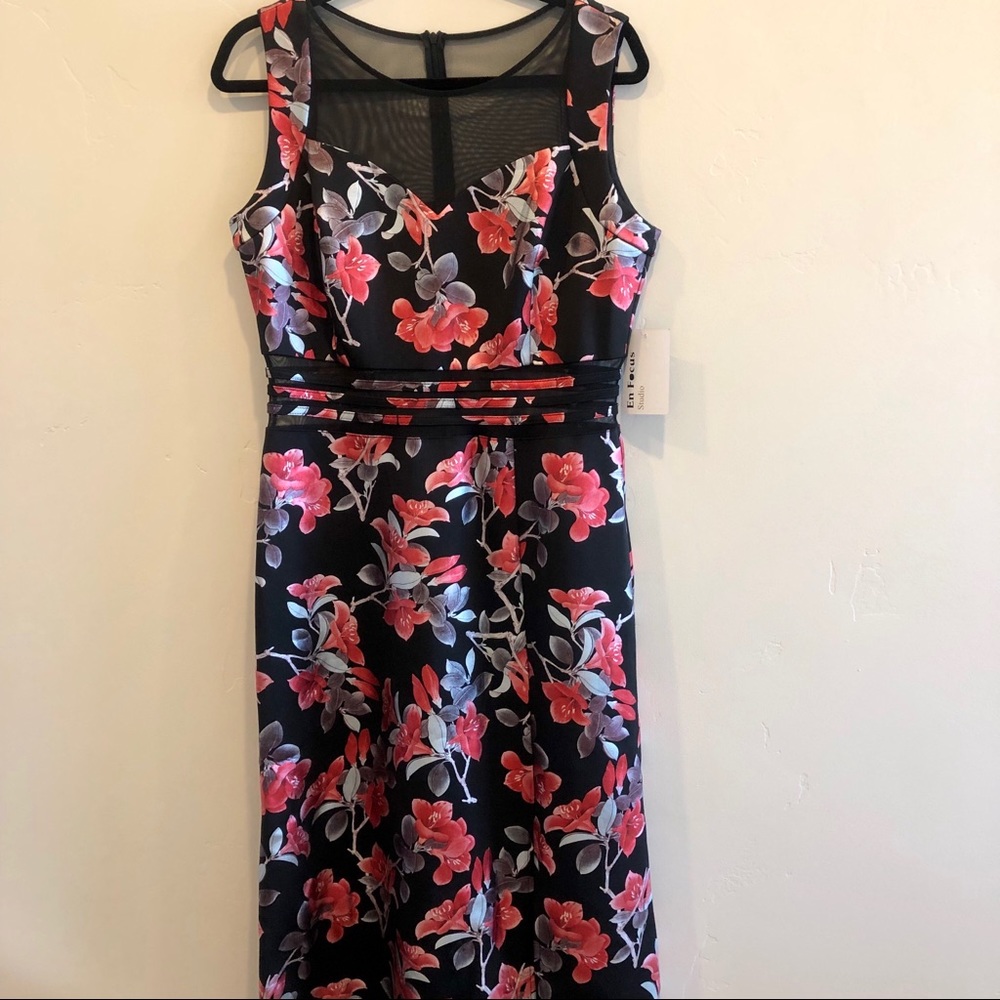 Enfocus Studio Black Red Floral Dress NWT
